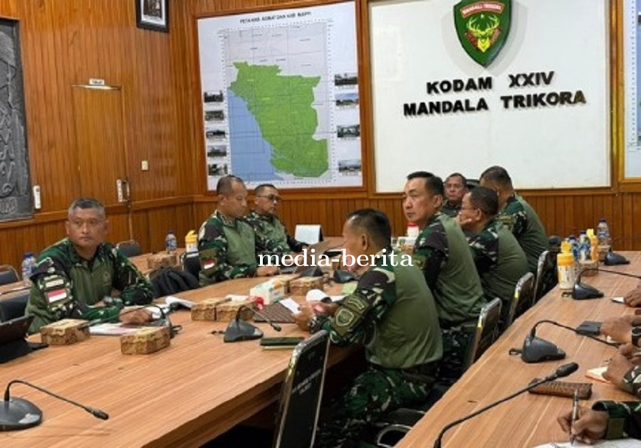 Kodam XXIV/Mandala Trikora Gelar Rapat Penyusunan Rentinkon Kotama Ops TNI Kewilayahan Secara Hybrid