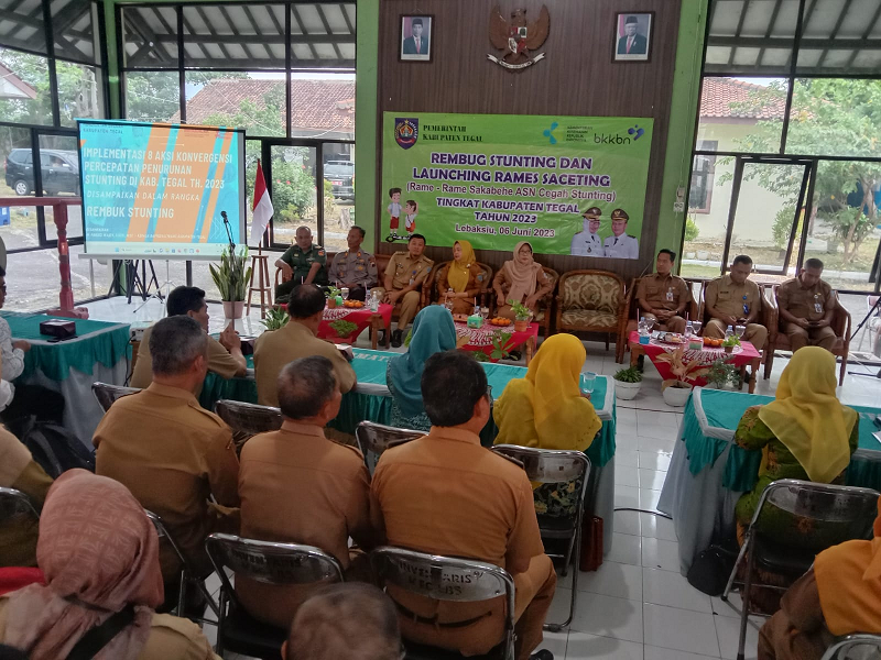 Rembuk Stunting dan Launcing Rames Saceting, Danramil Lebaksiu Kodim 0712 Tegal Hadiri Rakor Stuntin