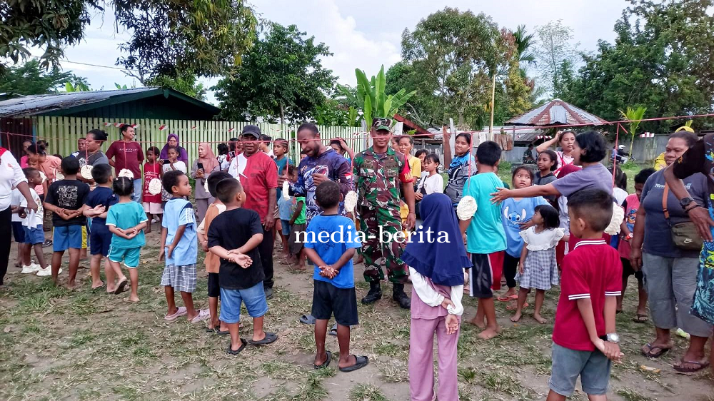 Semarak HUT RI, Babinsa Sentani Hadir dan Motivasi Peserta Lomba di Asrama Koramil Hawai