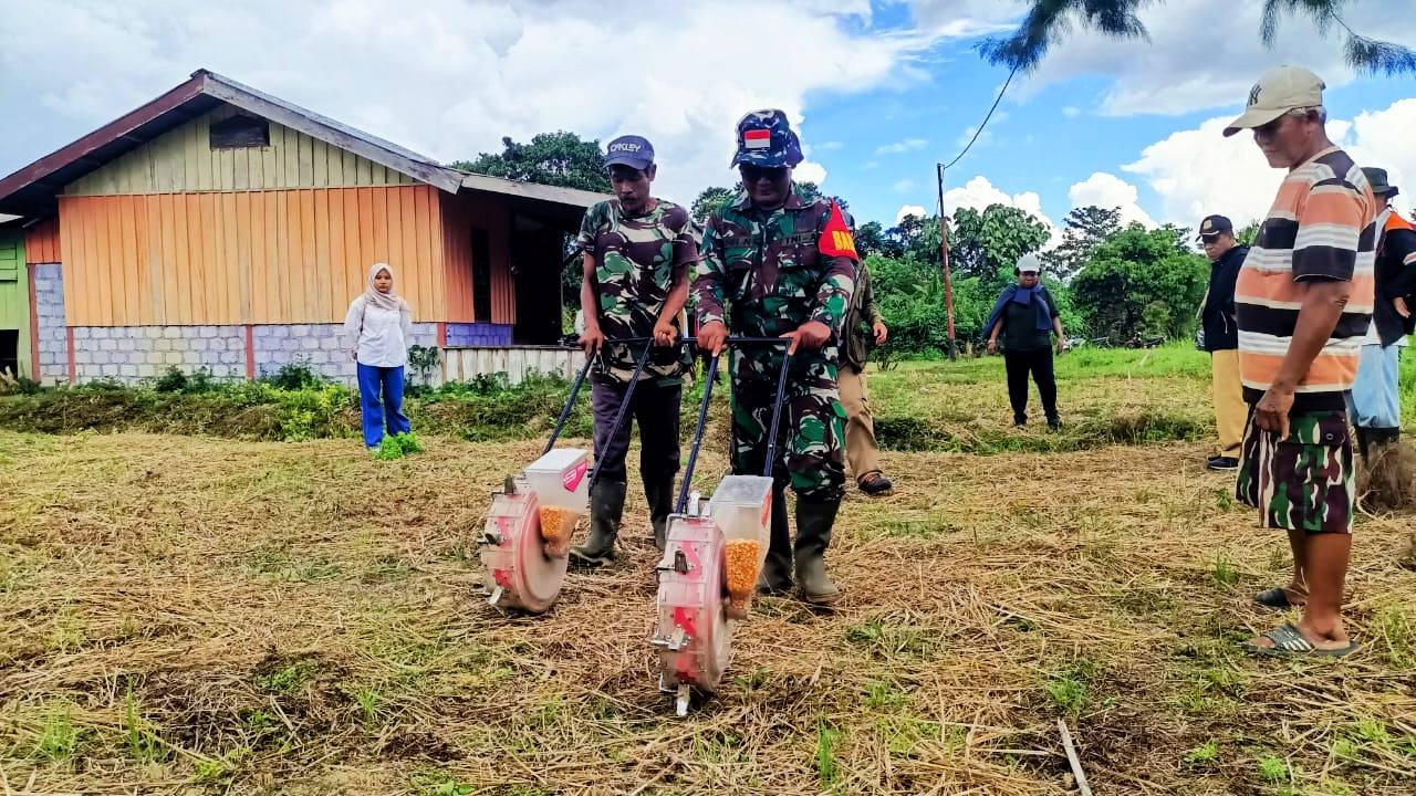 Babinsa Koramil Senggi Kawal Kunjungan Kerja Tim PKET Tinjau Program Pertanian di Kampung Woslay SP2