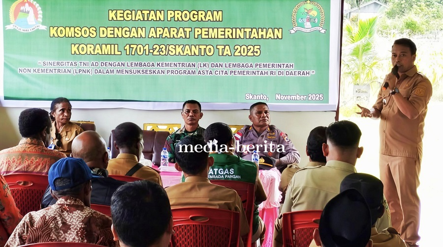 Perkuat Sinergitas Lintas Sektor, Koramil Skanto Gelar Komsos Bersama Aparat Pemerintahan dan Tokoh 
