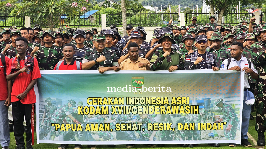 Gerakan Indonesia Asri, Dandim 1701/Jayapura Turun Bersihkan Pasar Youtefa