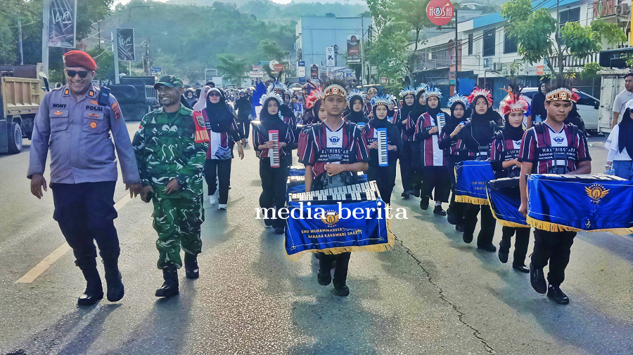 Karnaval dan Jalan Santai Warnai Peringatan Hardiknas, Koramil Japsel Dukung Amankan Rute
