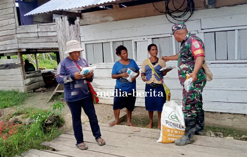 Berbagi Bibit Jagung Cara Babinsa Arso Dekat Dengan Warga