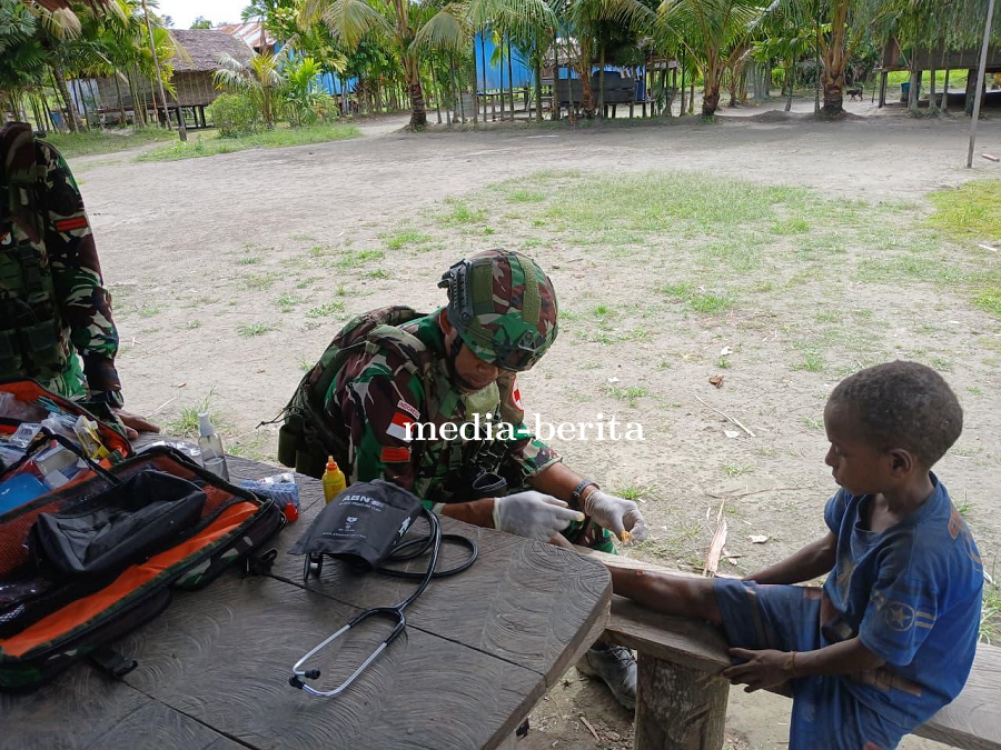 Peduli Kesehatan Masyarakat, Satgas Pamtas RI-PNG Statis Yonif 753/AVT Selalu Hadir Dengan Cepat Unt