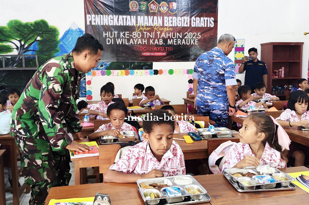 Letkol Czi Dili Eko Setyawan: 560 Siswa SD Budhi Mulia Merauke Dapat Makanan Bergizi Gratis