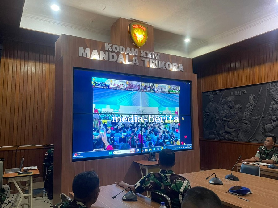 Pangdam XXIV/Mandala Trikora Ikuti Vicon Panen Raya dan Pengumuman Swasembada Pangan Nasional, Dandi