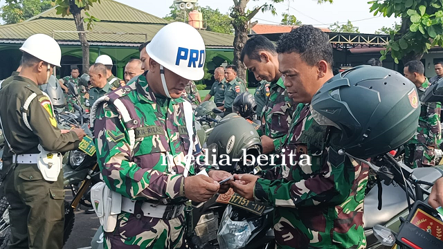 Sub Denpom Tegal Periksa Surat Kelengkapan Kendaraan Anggota Kodim Tegal