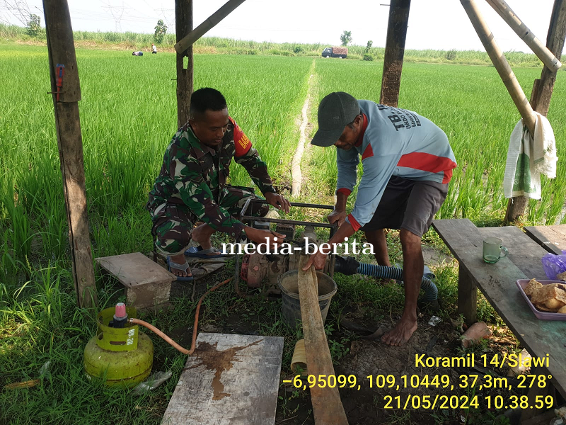 Dukung Program Ketahanan Pangan, Babinsa Koramil 14 Slawi Kodim Tegal Dampingi Pompanisasi 
