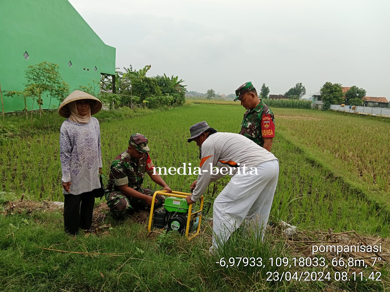 Babinsa Koramil Kedungbanteng Damping Petani Lakukan Pompanisasi Lahan Pertanian