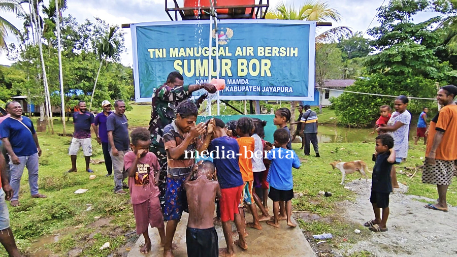 Program Kasad TNI Manunggal Air Lewat Kodim 1701/Jayapura Akhiri Krisis Air Bersih di Kampung Mamda